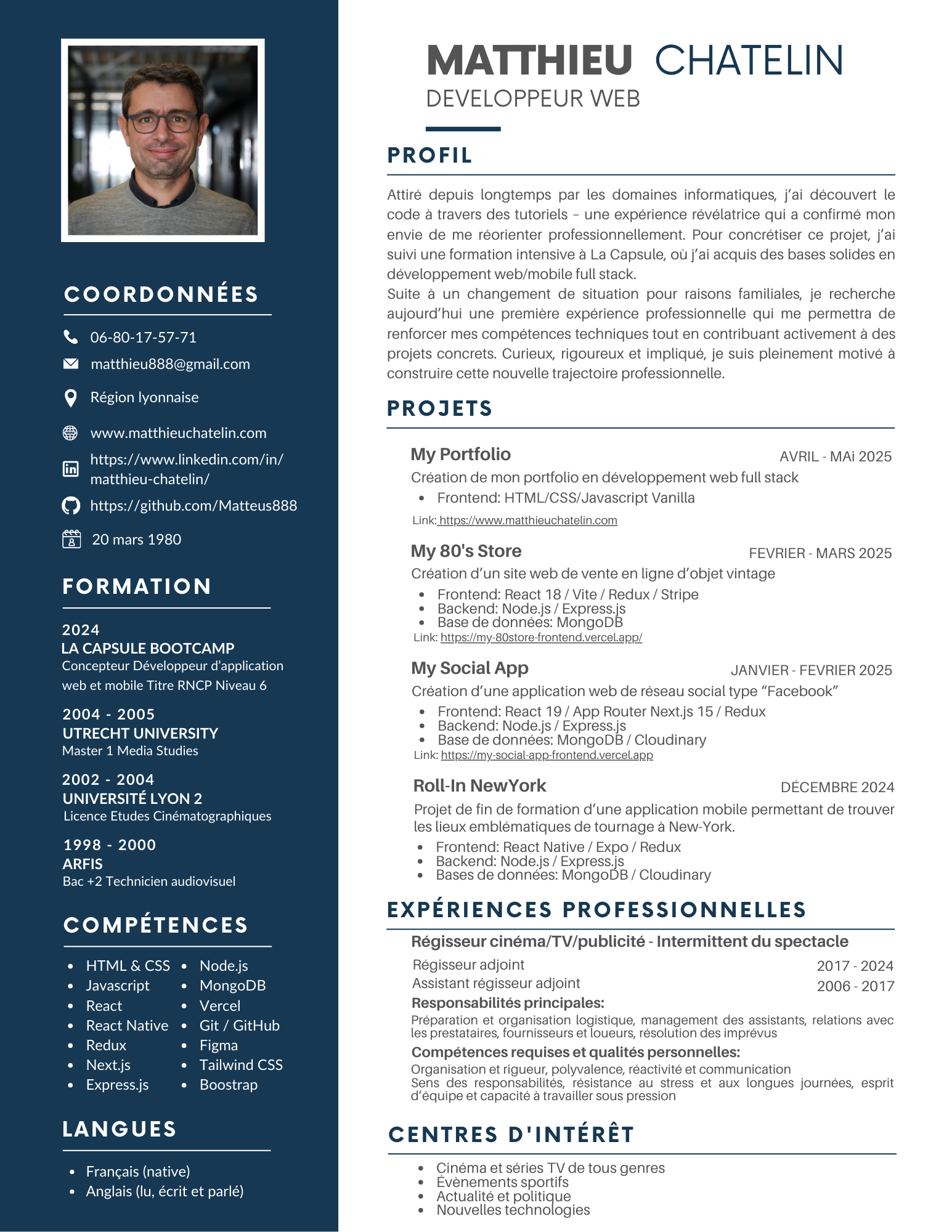 Aperçu du CV de Matthieu Chatelin