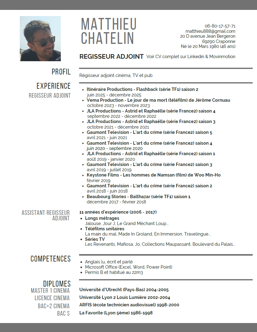 Aperçu du CV de Matthieu Chatelin